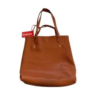 Montana West Tote Bag Cognac Faux Leather Shoulder Bag Gold Tone Hardware NWT